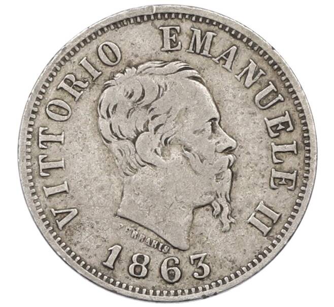 Монета 50 чентезимо 1863 года Италия (Артикул: K27-87338) — Фото №1