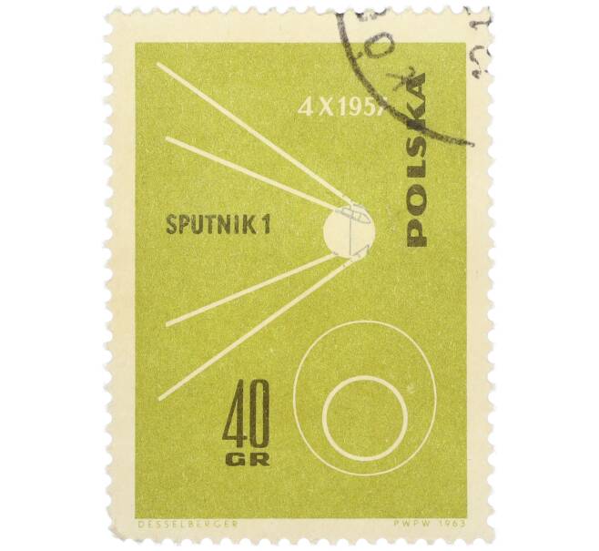 Почтовая марка 40 грошей 1963 года Польша «Спутник-1» (Артикул: P2-1344) — Фото №1