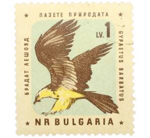 Почтовая марка 1 лев 1961 года Болгария «Болгарские птицы — Бородатый гриф» — Фото №1
