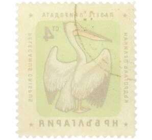 Почтовая марка 4 стотинки 1961 года Болгария «Болгарские птицы — Кудрявый пеликан» — Фото №2