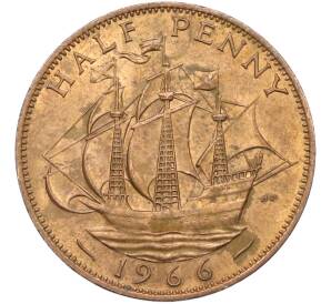 1/2 пенни 1966 года Великобритания — Фото №1