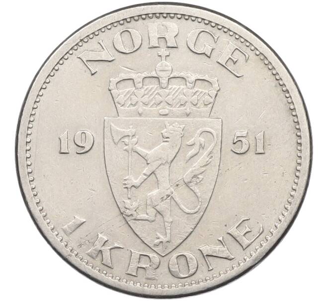 Монета 1 крона 1951 года Норвегия (Артикул: K12-78028) — Фото №1
