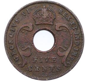 5 центов 1937 года KN Британская Восточная Африка — Фото №2