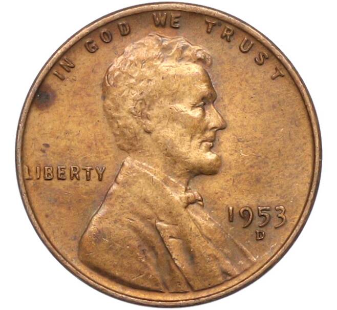 Монета 1 цент 1953 года D США (Артикул: K12-78069) — Фото №1
