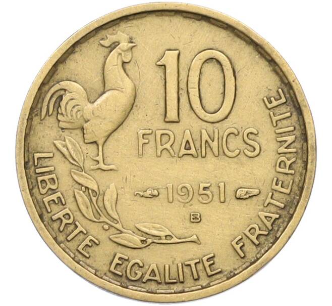 Монета 10 франков 1951 года B Франция (Артикул: K12-78088) — Фото №1