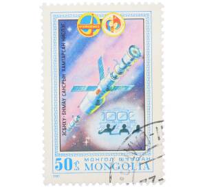 Почтовая марка 50 мунгу 1981 года Монголия «Первый совместный советско-монгольский космического полет по программе Интеркосмос» — Фото №1