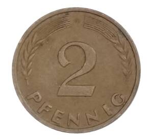 2 пфеннига 1961 года F Германия — Фото №2