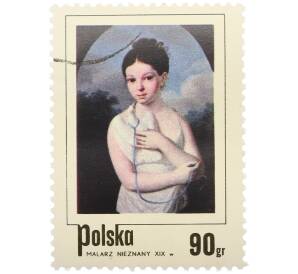 Почтовая марка 90 грошей 1974 года Польша «Девушка с голубем» — Фото №1