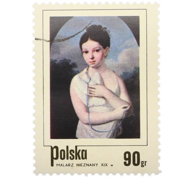 Почтовая марка 90 грошей 1974 года Польша «Девушка с голубем» (Артикул: K12-78332) — Фото №1