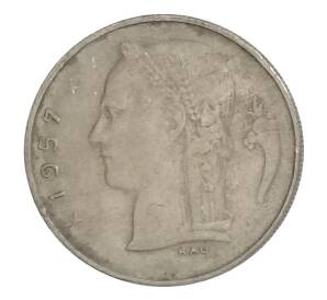 1 франк 1957 года Бельгия — Надпись на фламандском (BELGIE) — Фото №1