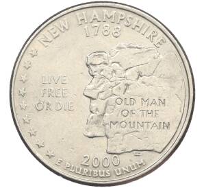 1/4 доллара (25 центов) 2000 года P США «Штаты и территории — Нью-Гэмпшир» — Фото №1