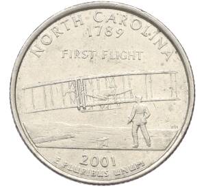 1/4 доллара (25 центов) 2001 года D США «Штаты и территории — Северная Каролина» — Фото №1