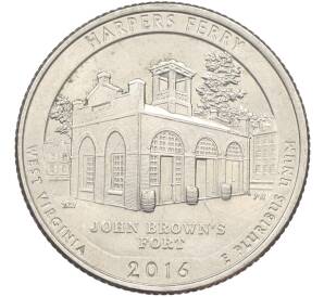 1/4 доллара (25 центов) 2016 года D США «Национальные парки — №33 Харперс Ферри» — Фото №1