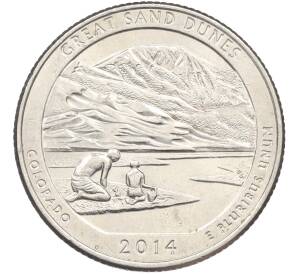 1/4 доллара (25 центов) 2014 года D США «Национальные парки — №24 Национальный парк Грейт-Санд-Дьюнс» — Фото №1