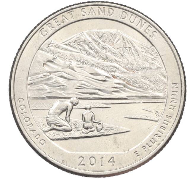Монета 1/4 доллара (25 центов) 2014 года D США «Национальные парки — №24 Национальный парк Грейт-Санд-Дьюнс» (Артикул: K12-78464) — Фото №1