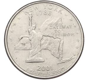 1/4 доллара (25 центов) 2001 года P США «Штаты и территории — Нью-Йорк» — Фото №1