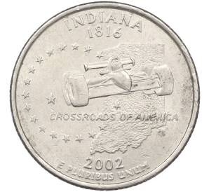 1/4 доллара (25 центов) 2002 года P США «Штаты и территории — Индиана» — Фото №1