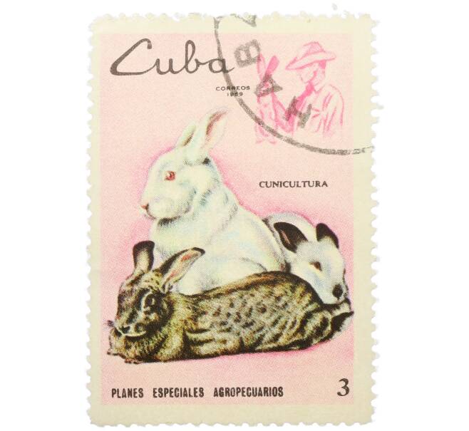Почтовая марка 3 сентаво 1969 года Куба «Сельское хозяйство — Кролиководство» (Артикул: K12-78586) — Фото №1
