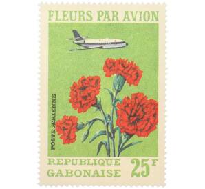 Почтовая марка 25 франков 1971 года Габон «Цветы самолетом — Гвоздики» (Авиапочта) — Фото №1