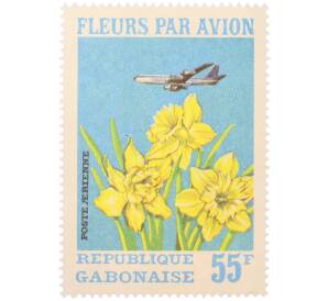 Почтовая марка 55 франков 1971 года Габон «Цветы самолетом — Нарцисс» (Авиапочта) — Фото №1