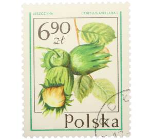 Почтовая марка 6.9 злотых 1977 года Польша «Лесные ягоды — Лещина обыкновенная» — Фото №1