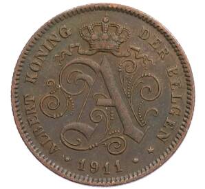 2 сантима 1911 года Бельгия — Фото №2