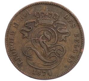 2 сантима 1874 года Бельгия — Фото №2