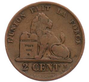 2 сантима 1858 года Бельгия — Фото №1