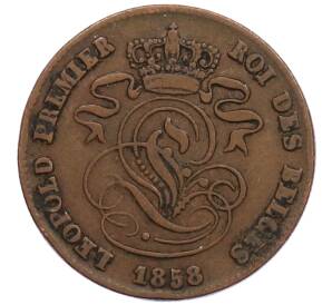 2 сантима 1858 года Бельгия — Фото №2