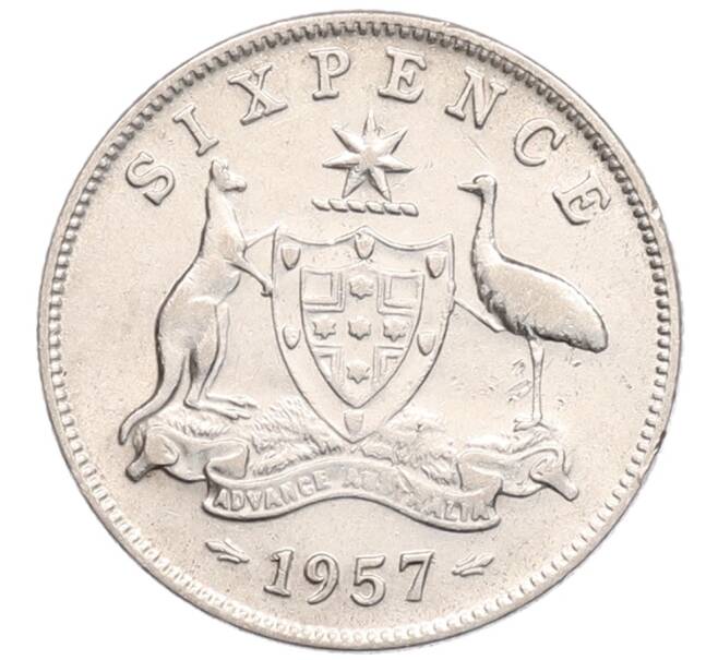 Монета 6 пенсов 1957 года Австралия (Артикул: K1-7178) — Фото №1