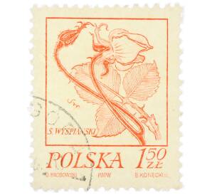 Почтовая марка 1.5 злотых 1974 года Польша «Станислав Выспяньски — Роза» — Фото №1
