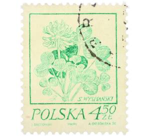 Почтовая марка 4.5 злотых 1974 года Польша «Станислав Выспяньски — Клевер» — Фото №1