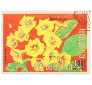 Почтовая марка 0.3 песеты 1976 года Экваториальная Гвинея «Охрана природы — Кордия желтая» — Фото №1