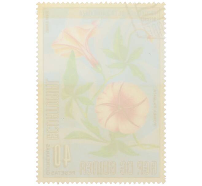 Почтовая марка 40 песет 1976 года Экваториальная Гвинея «Охрана природы — Ипомея пальчатая» (Артикул: K12-79048) — Фото №2