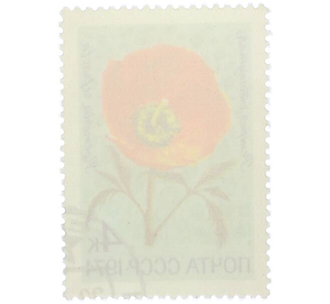 Почтовая марка 4 копейки 1974 года «Цветы альпийских лугов Средней Азии — Ремерия отогнутая» (Артикул: K12-79105) — Фото №2