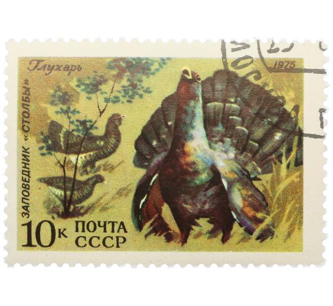 Почтовая марка 10 копеек 1975 года «Заповедник Столбы — Глухарь» (Артикул: K12-79133) — Фото №1