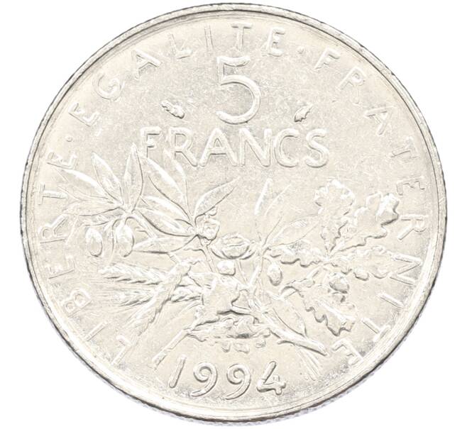 Монета 5 франков 1994 года Франция (Артикул: K10-12984) — Фото №1