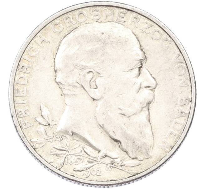 Монета 2 марки 1902 года Германия (Баден) «50 лет правлению Фридриха I» (Артикул: K10-13103) — Фото №1