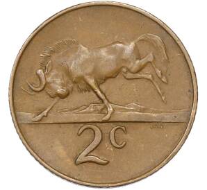 2 центов 1968 года ЮАР «Окончание президентства Чарльза Сварта» — Надпись на английском языке (SOUTH AFRICA) — Фото №1