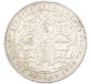 1 доллар 1908 года Стрейтс Сетлментс — Фото №2