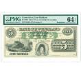 Банкнота 5 долларов 1860-1865 года США (Банк Новой Англии в Гудспидс-Лэндинге) — в слабе PMG (Choice UNC 64 EPQ) (Артикул: K10-13215) — Фото №1