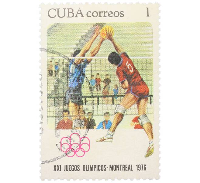 Почтовая марка 1 сентаво 1976 года Куба «XXI летние Олимпийские игры в Монреале — Волейбол» (Артикул: K12-79191) — Фото №1