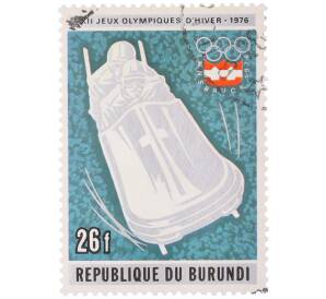 Почтовая марка 26 франков 1976 года Бурунди «XII зимние Олимпийские игры 1976 года B Инсбруке (Австрия) — Бобслей»