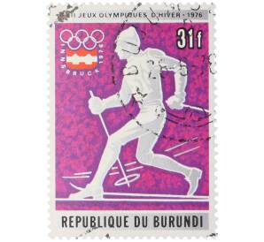 Почтовая марка 31 франк 1976 года Бурунди «XII зимние Олимпийские игры 1976 года B Инсбруке (Австрия) — Лыжник»