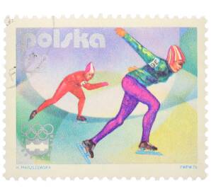 Почтовая марка 2 злотых 1976 года Польша «XII зимние Олимпийские игры в Инсбруке (Австрия) — Конькобежцы»