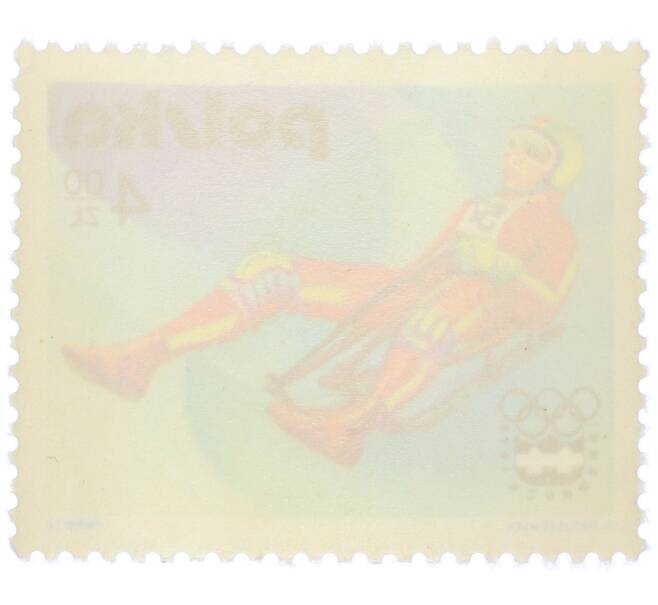 Почтовая марка 4 злотых 1976 года Польша «XII зимние Олимпийские игры в Инсбруке (Австрия) — Санный спорт» (Артикул: K12-79222) — Фото №2