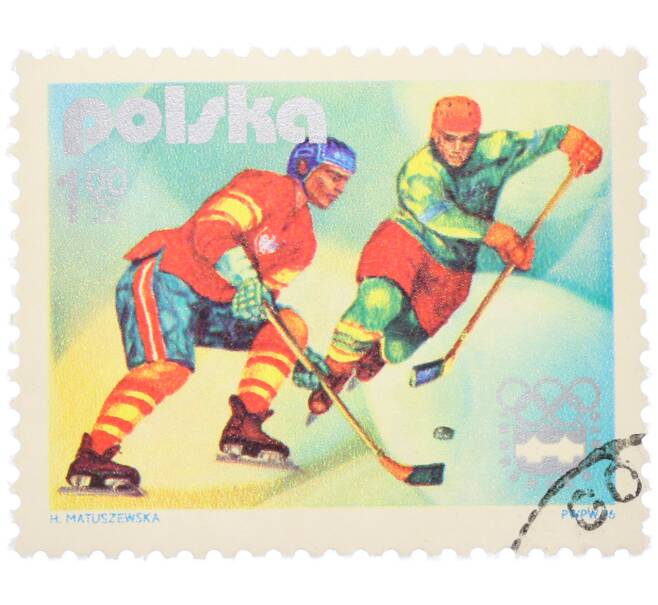 Почтовая марка 1 злотый 1976 года Польша «XII зимние Олимпийские игры в Инсбруке (Австрия) — Хоккей» (Артикул: K12-79224) — Фото №1
