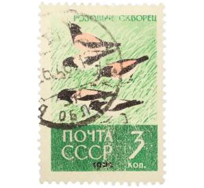 Почтовая марка 3 копейки 1962 года «Птицы — Розовый скворец»