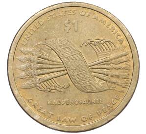 1 доллар 2010 года (Р) США «Коренные американцы (Сакагавея) — Великий закон о мире (Стрелы)» — Фото №1