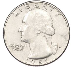1/4 доллара (25 центов) 1981 года D США — Фото №1